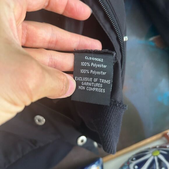 Y2K Elegant Black Bomber Jacket with Silver Buttons by Coupé M - Picture 6 of 16